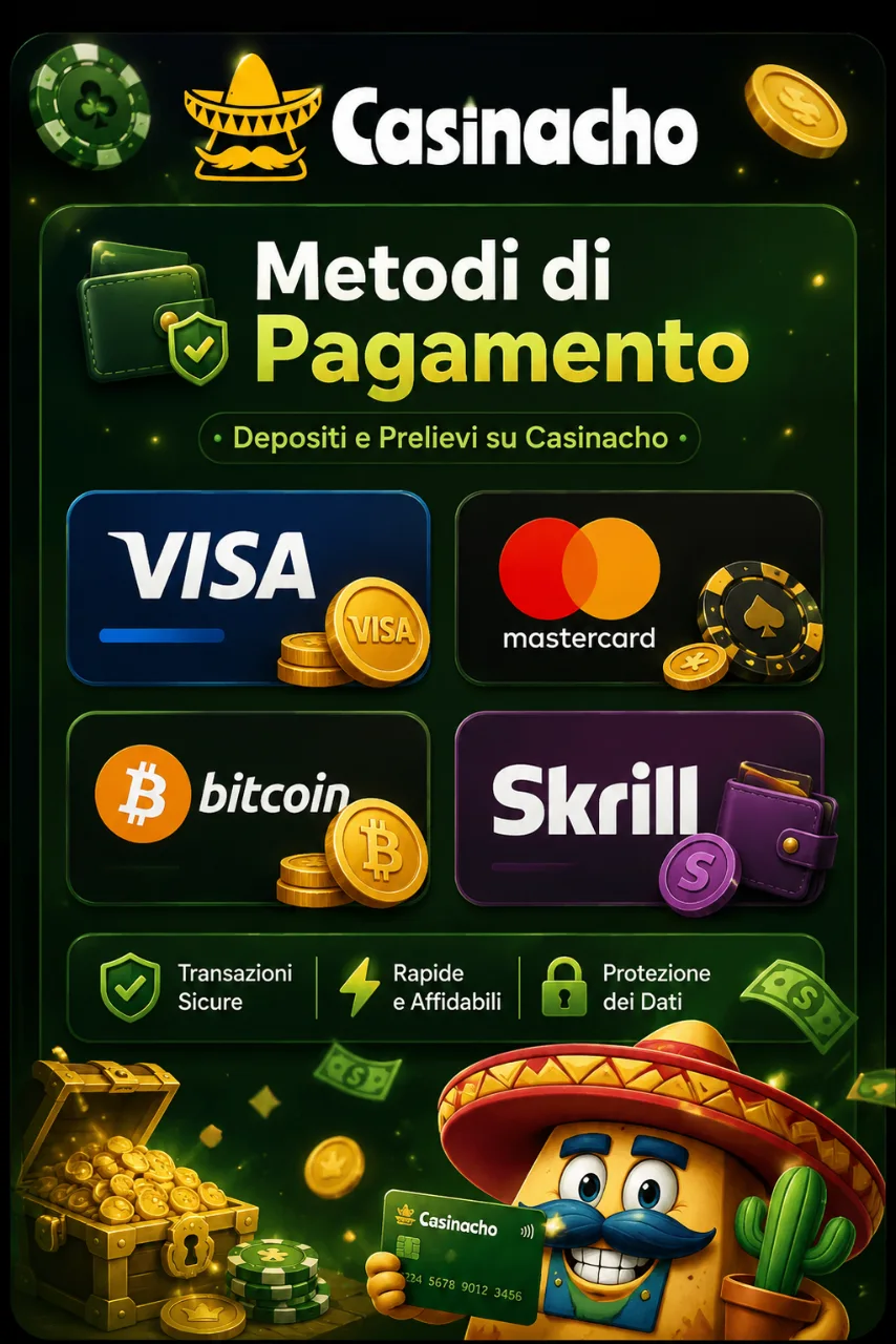 Loghi Visa Mastercard Bitcoin Skrill su sfondo scuro