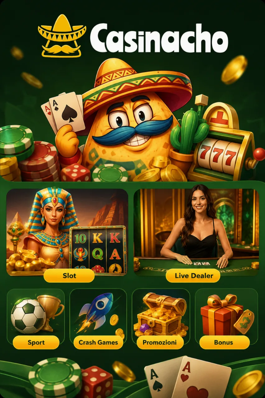 Schermata lobby casino con slot e live dealer